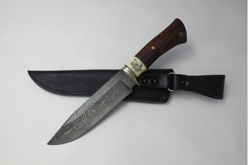 Кованый нож из дамасской стали "Гепард" (торц. дамаск)